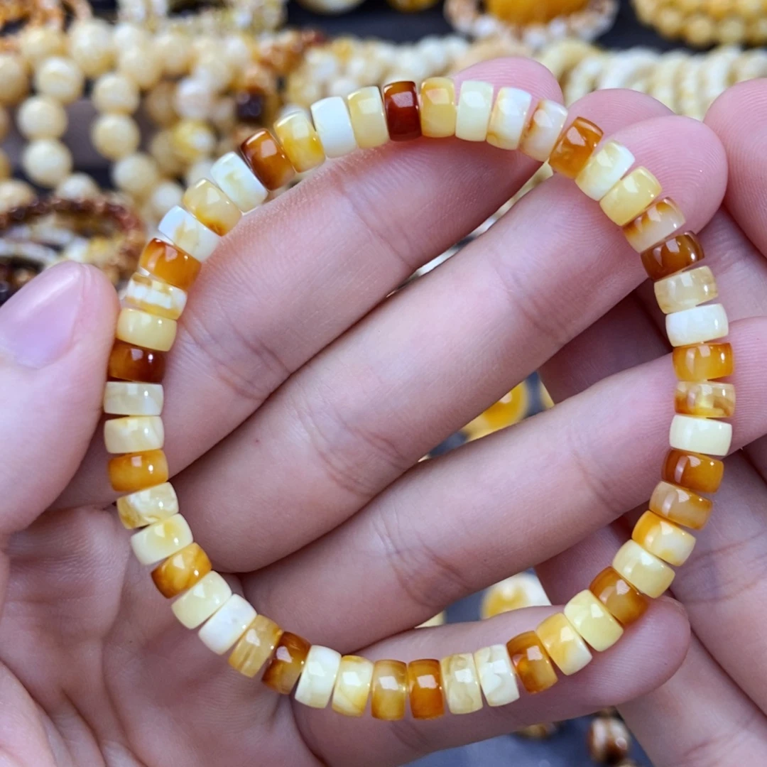 手链琥珀未镶嵌6mm尺寸沁色手串