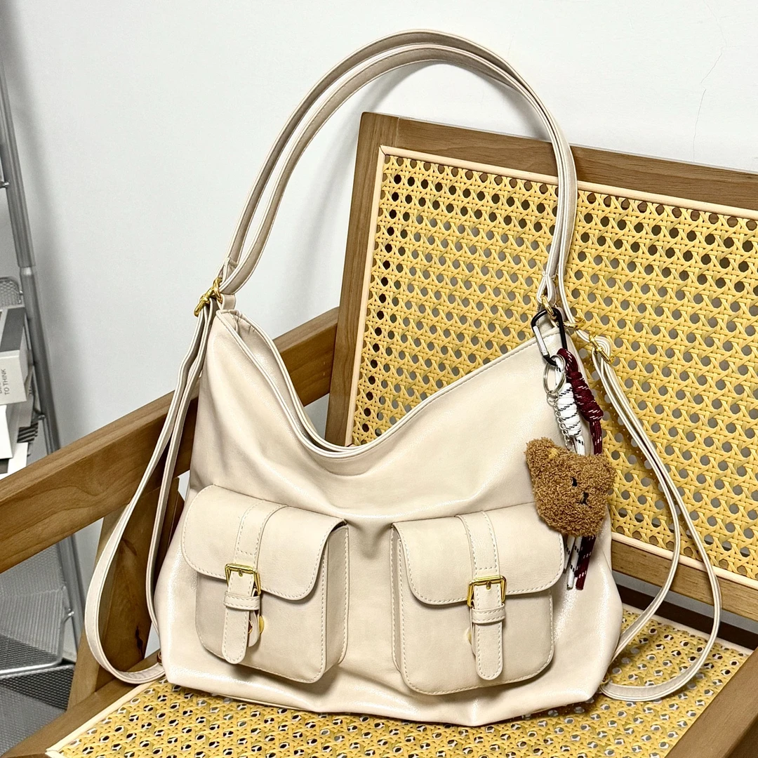 2025新款一包三用大容量双肩托特包女复古百搭通勤背包单肩斜挎包