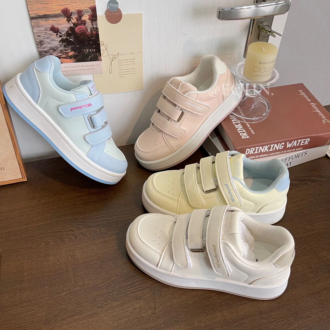 【eohn】2025魔术贴低帮小白鞋时尚百搭休闲板鞋ins女鞋