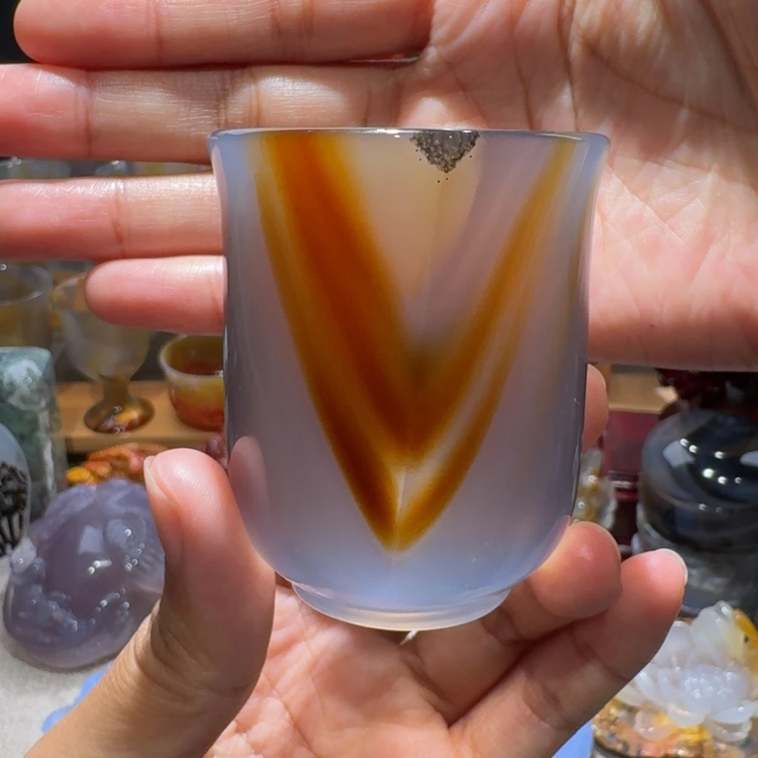 玛瑙/玉髓玛瑙茶杯70毫升未镶嵌