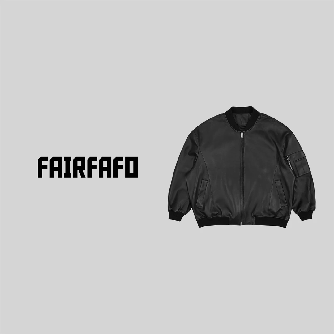 FAIRFAFO林肉肉【棒球服皮衣外套】AB24WT001早秋时尚休闲百搭黑色