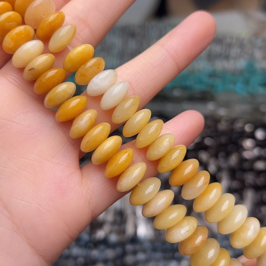 玛瑙/玉髓合金珠宝半成品N174。11.2mm金丝玉小飞碟一条