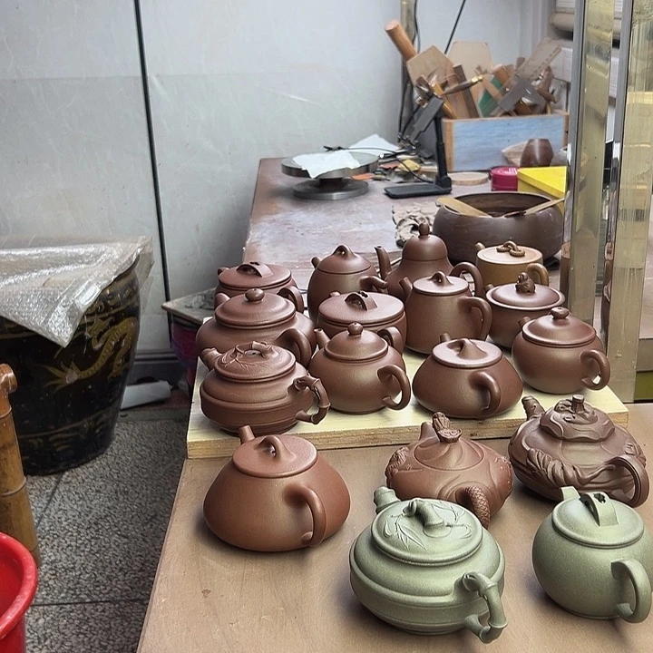 *****茶壶紫砂瑕疵青段半手工制作竹鼓