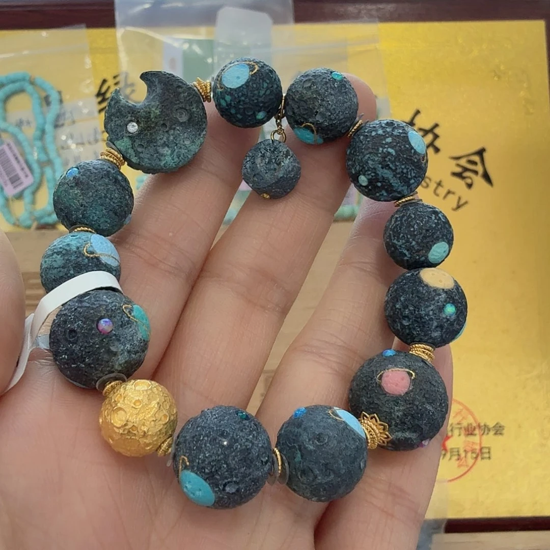 绿松石18K金镶嵌珠宝奇石