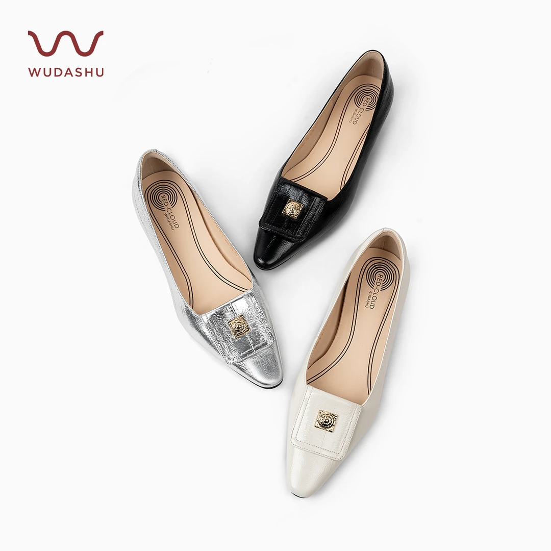 吴大叔红云鞋羊皮尖头粗跟通勤工作舒适百搭高跟鞋单鞋女Z258