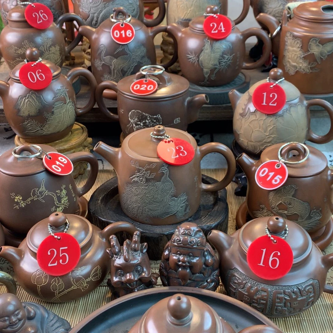 鸣*坭兴陶手工刻绘线刻壶