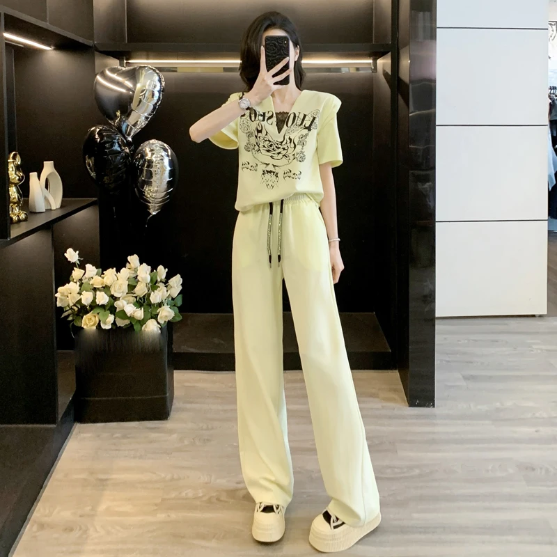 洋气休闲气质套装女夏季穿搭成套搭配2025新款修身炸街显高两件套