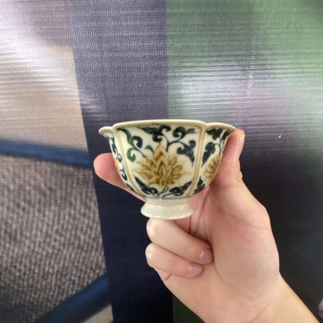 她山她海【釉里金花卉花口杯】高温陶瓷精美茶道器具茶杯
