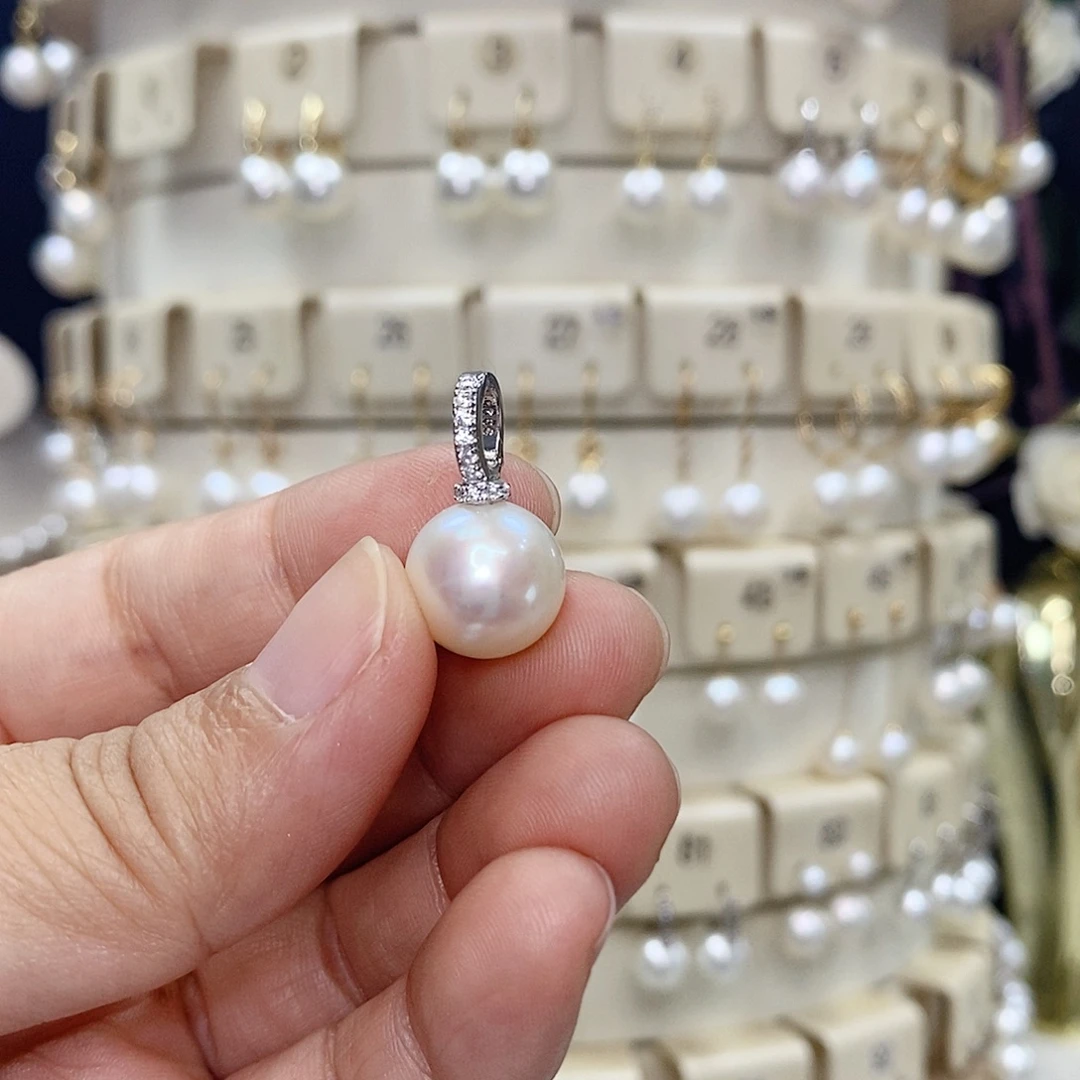 银S925镶嵌淡水珍珠吊坠(不含链)