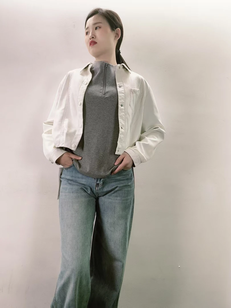 A61  小翻领Py皮小夹克