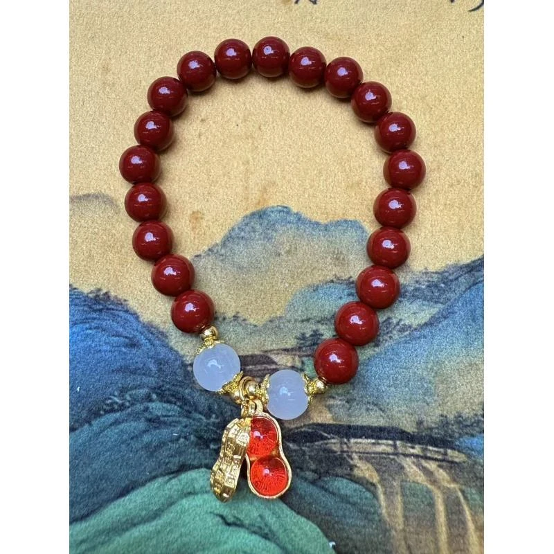 含辰砂工艺品k1015好事花生朱砂单圈