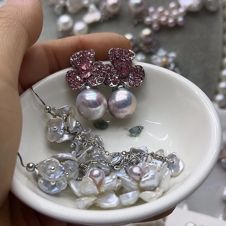 颈饰银S925镶嵌淡水珍珠