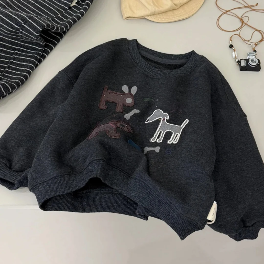 韩国童装男童卫衣2025新款秋冬季韩系潮酷百搭儿童加厚上衣潮