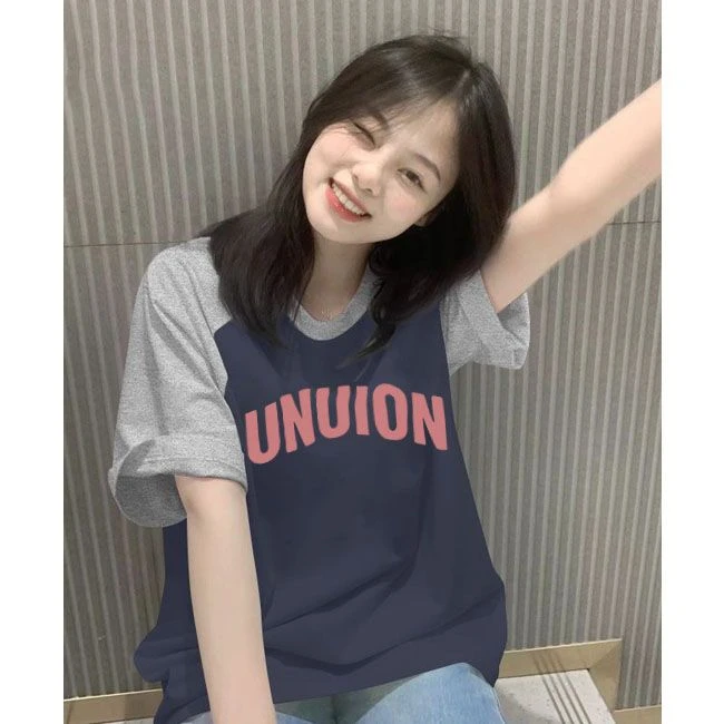 美式拼接插肩袖纯棉t恤女装宽松百搭慵懒风复古小众短袖上衣女ins