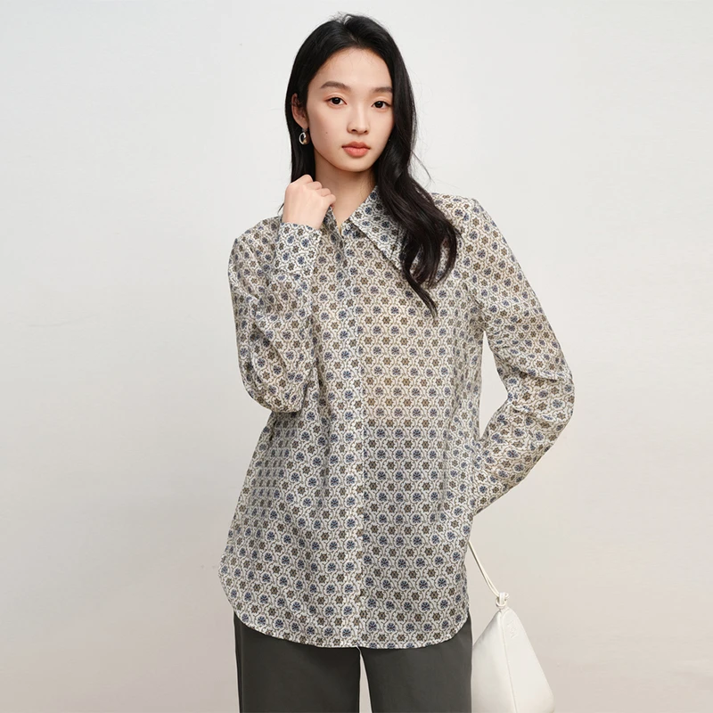 【艾w】韩系洋气印花宽松休闲衬衫2025春季新款七号铺撤柜女装