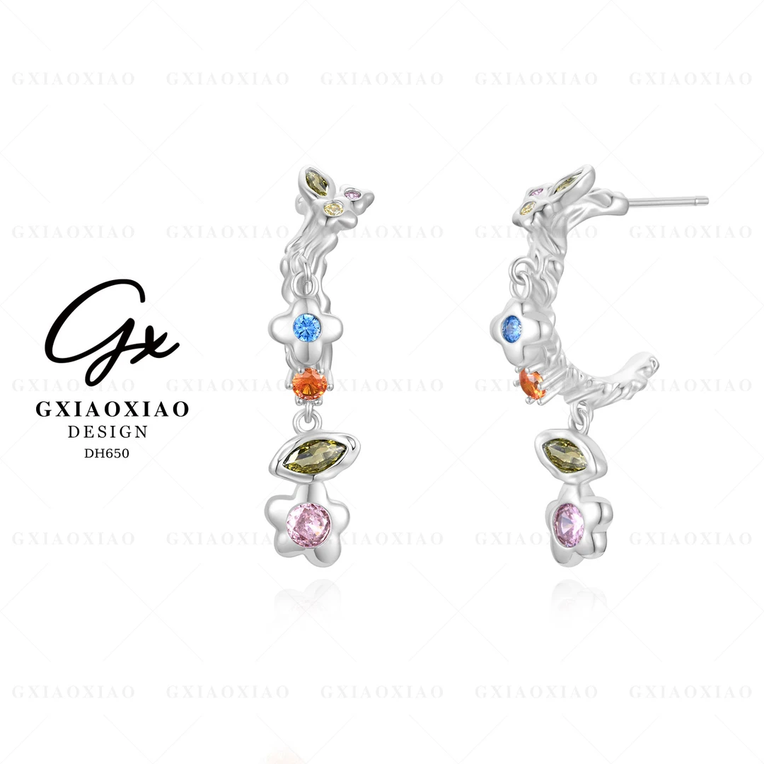 G XIAOXIAO 镀K金 时尚气质百搭多巴胺撞色耳环 DH650