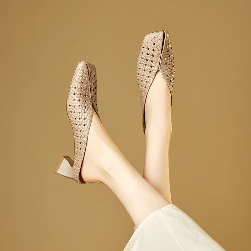 意大利纯羊皮真皮包头半拖鞋女夏季外穿镂空2025新款百搭时尚爆款