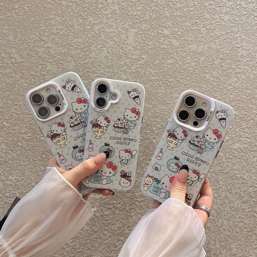 灏吉象夏日甜点kitty适用于苹果16pro彩银手机壳vivo华为oppo小米
