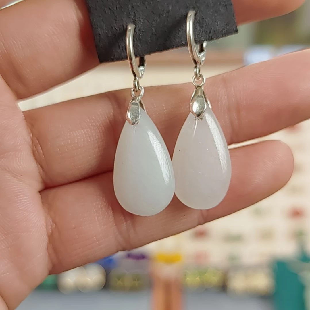 石英质玉水滴银S925镶嵌c*j