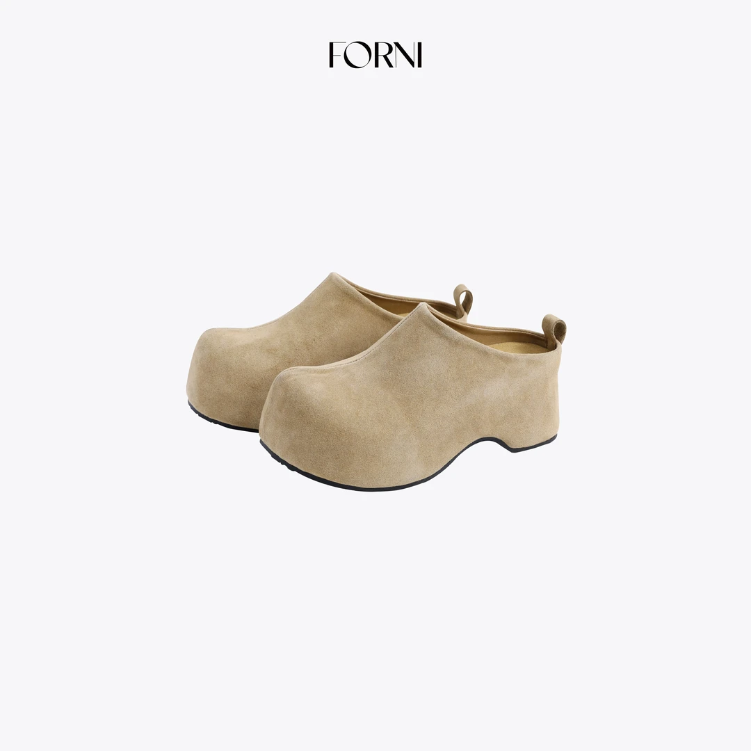 FORNI 一键入冬 真牛二层反绒皮厚底博肯拖鞋