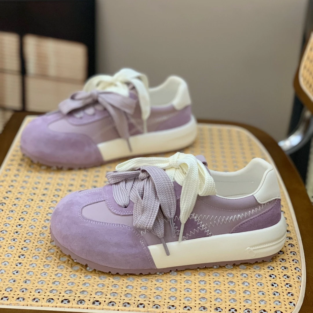 时尚休闲板鞋女2025秋季新款百搭双鞋带厚底显脚小运动舒适小白鞋