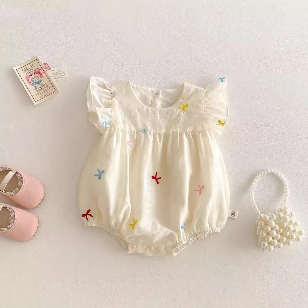 英国婴儿满月包屁衣新款夏季女宝宝周岁拍照礼服百日宴新生儿衣服