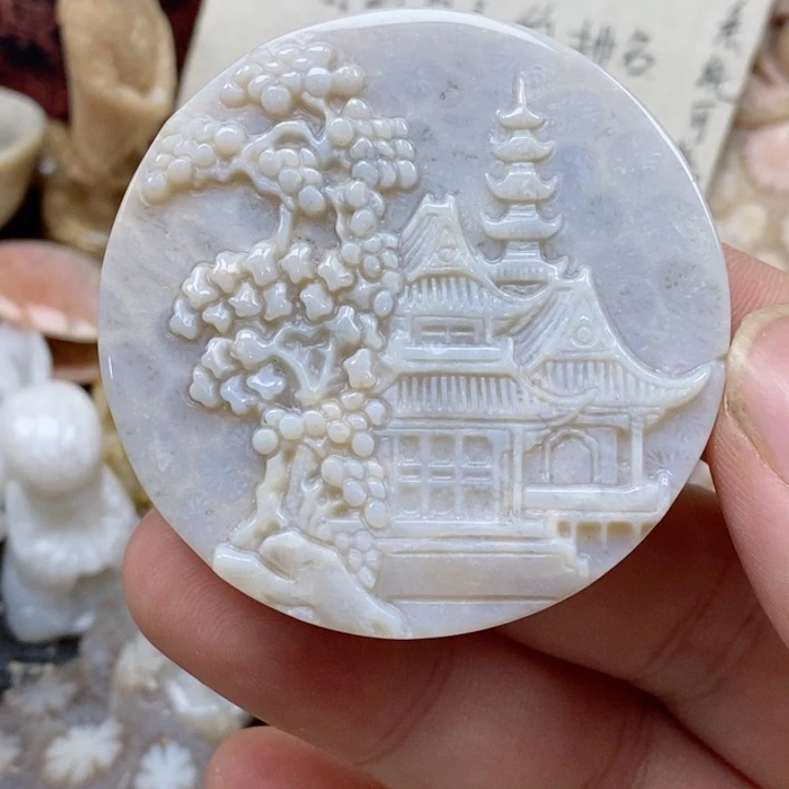 硅化珊瑚（珊瑚玉）未镶嵌颈饰有瑕