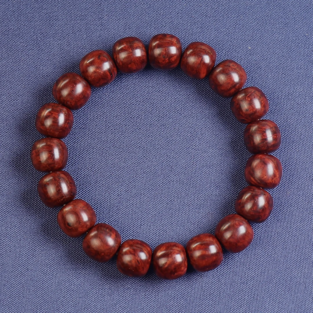 原汁原味印度小叶紫檀10×11鸡血红金星泥料爆满瘤疤手串檀香紫檀