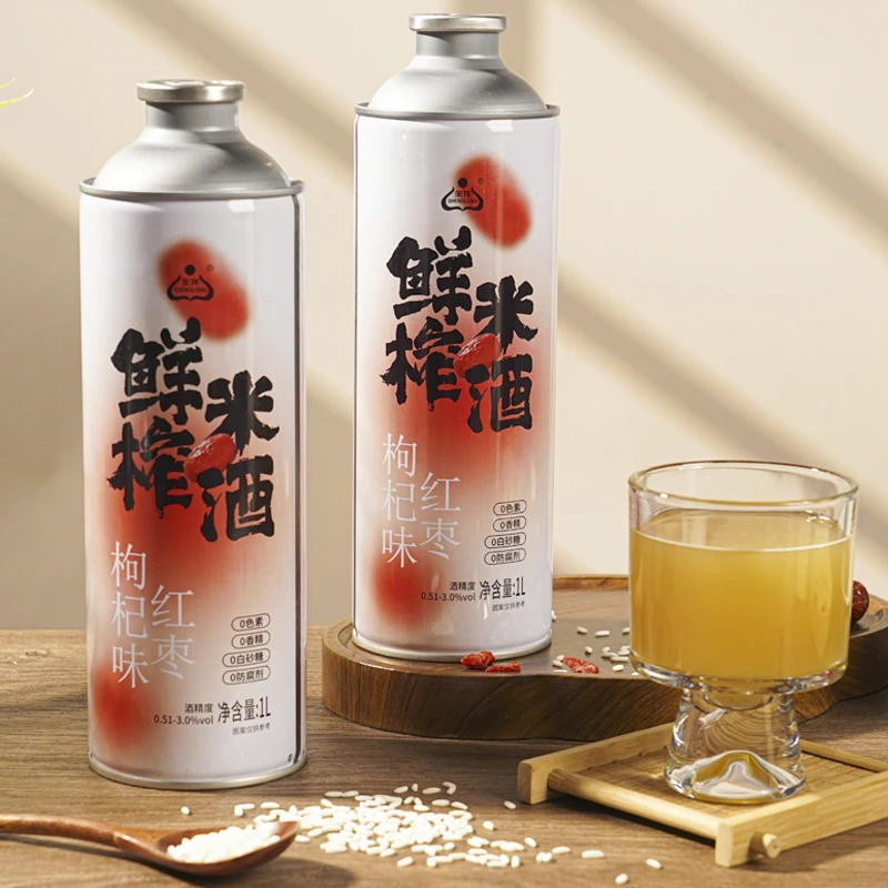生龙鲜榨米酒红枣枸杞味1L大罐醪糟甜米酒汁女士低度微醺清爽佳酿