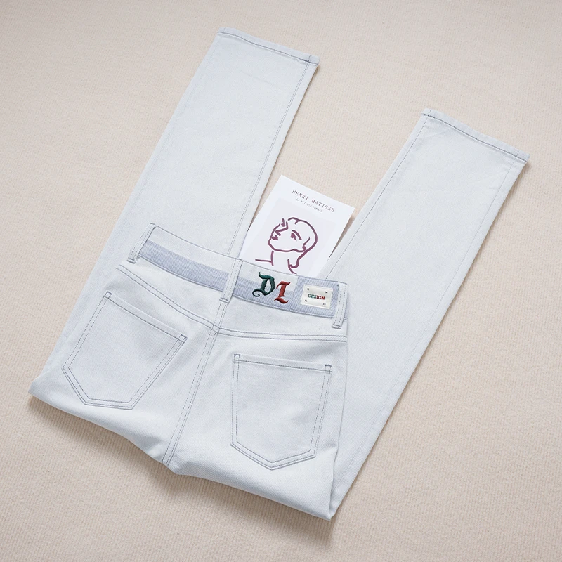 2025春季新款高腰窄版阔腿宽松百搭休闲牛仔裤女直筒显瘦烟管裤