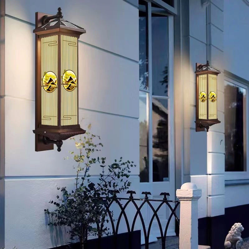 太阳能庭院灯别墅外墙灯门灯走廊家用防水大灯超亮外围墙