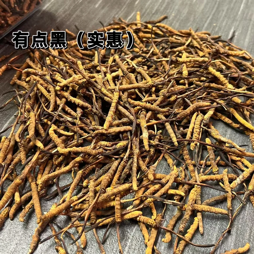 【冬虫夏草】小麻草 有点黑（营养不变）自然晒干 品质滋补实拍图
