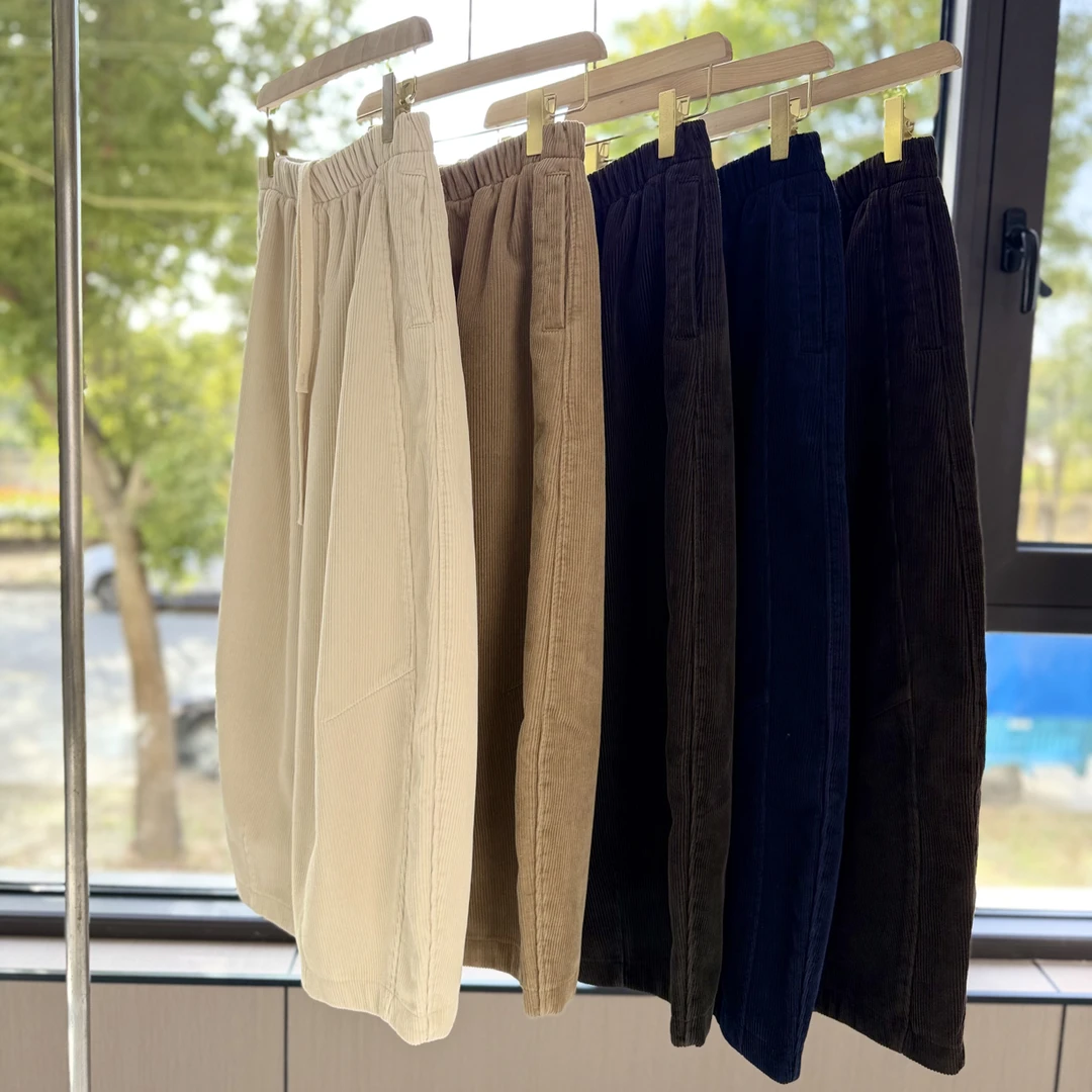 秋冬复古港风加绒灯芯绒九分阔腿裤弯刀裤！高腰显瘦宽松哪吒裤女