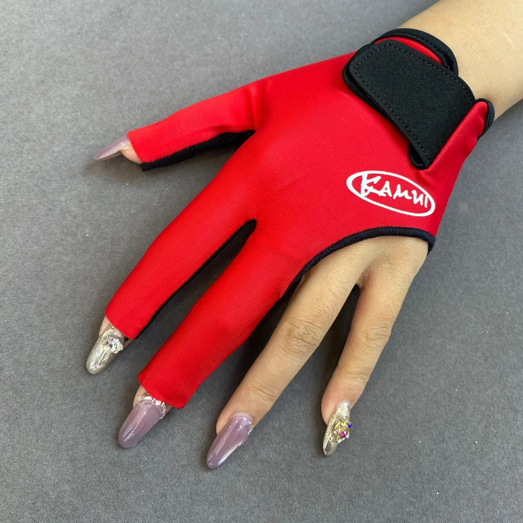 KAMUI卡姆进口台球专业三指桌球透气高档职业九球黑八左撇子手套
