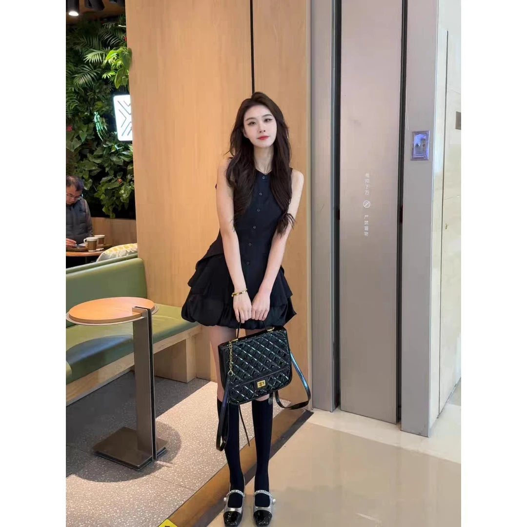 甜美风气质无袖背心连衣裙花苞半身裙两件套女夏季新款高级感套装