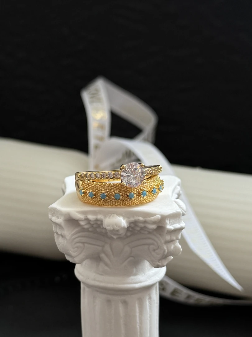 925银戒指 LARVINA带钻蓝色复古戒指