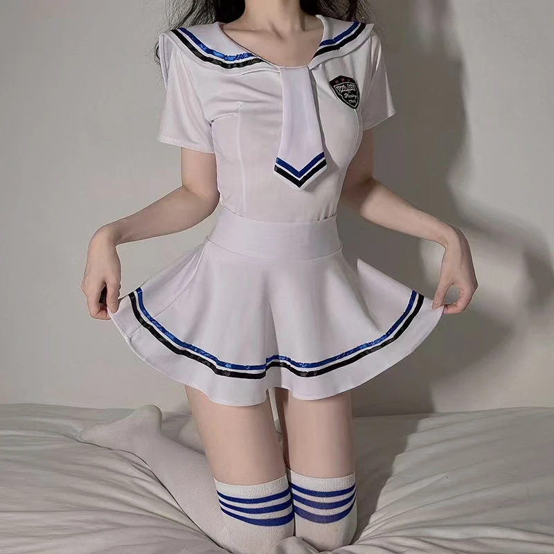 柚梦（80-150斤）大码性感清纯款海军领家居套装睡裙1615