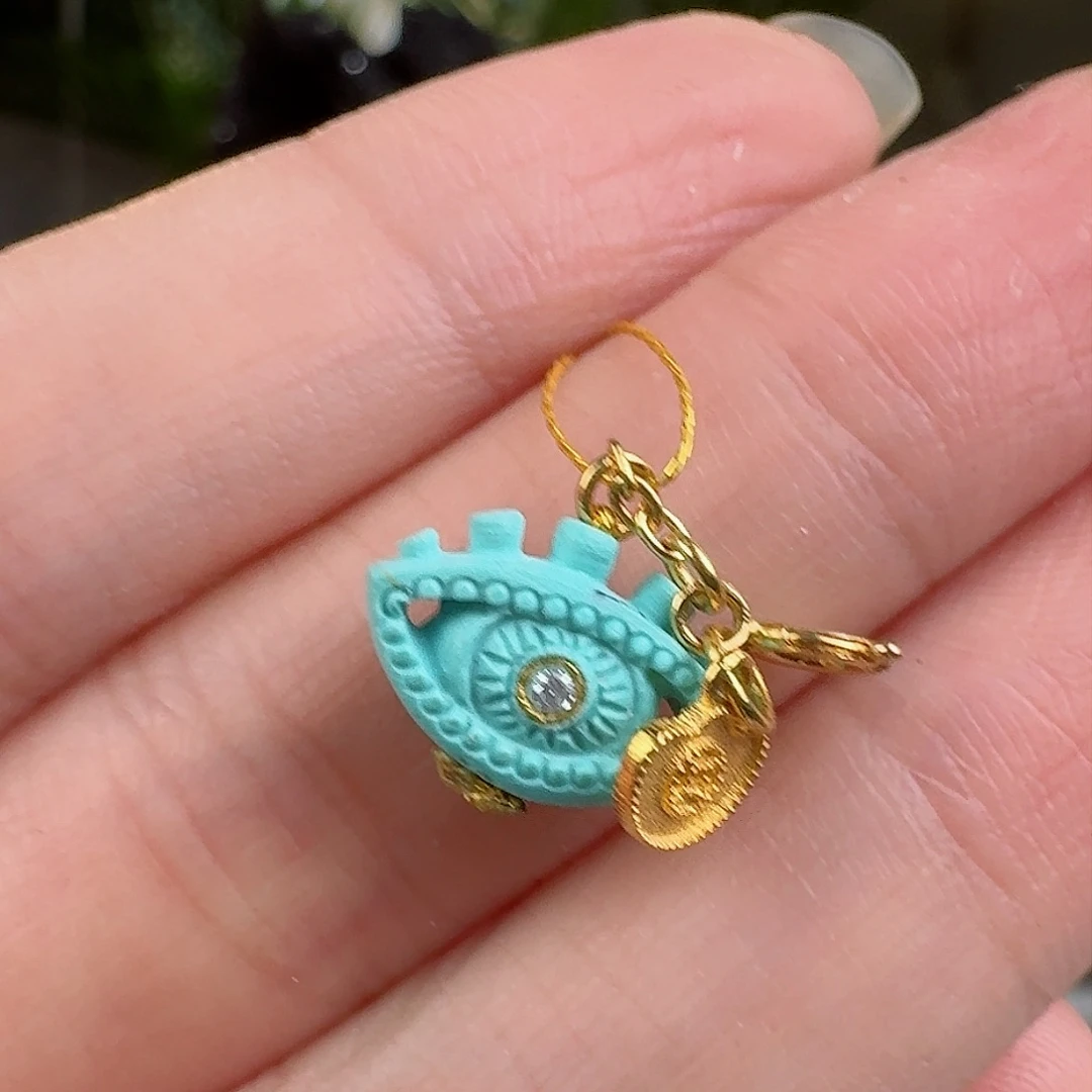 绿松石珠宝奇石18K金镶嵌