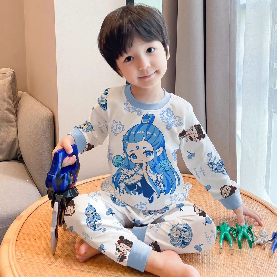 敖丙儿童秋衣秋裤秋冬季男童保暖内衣套装男孩哪吒线衣线裤棉毛衫