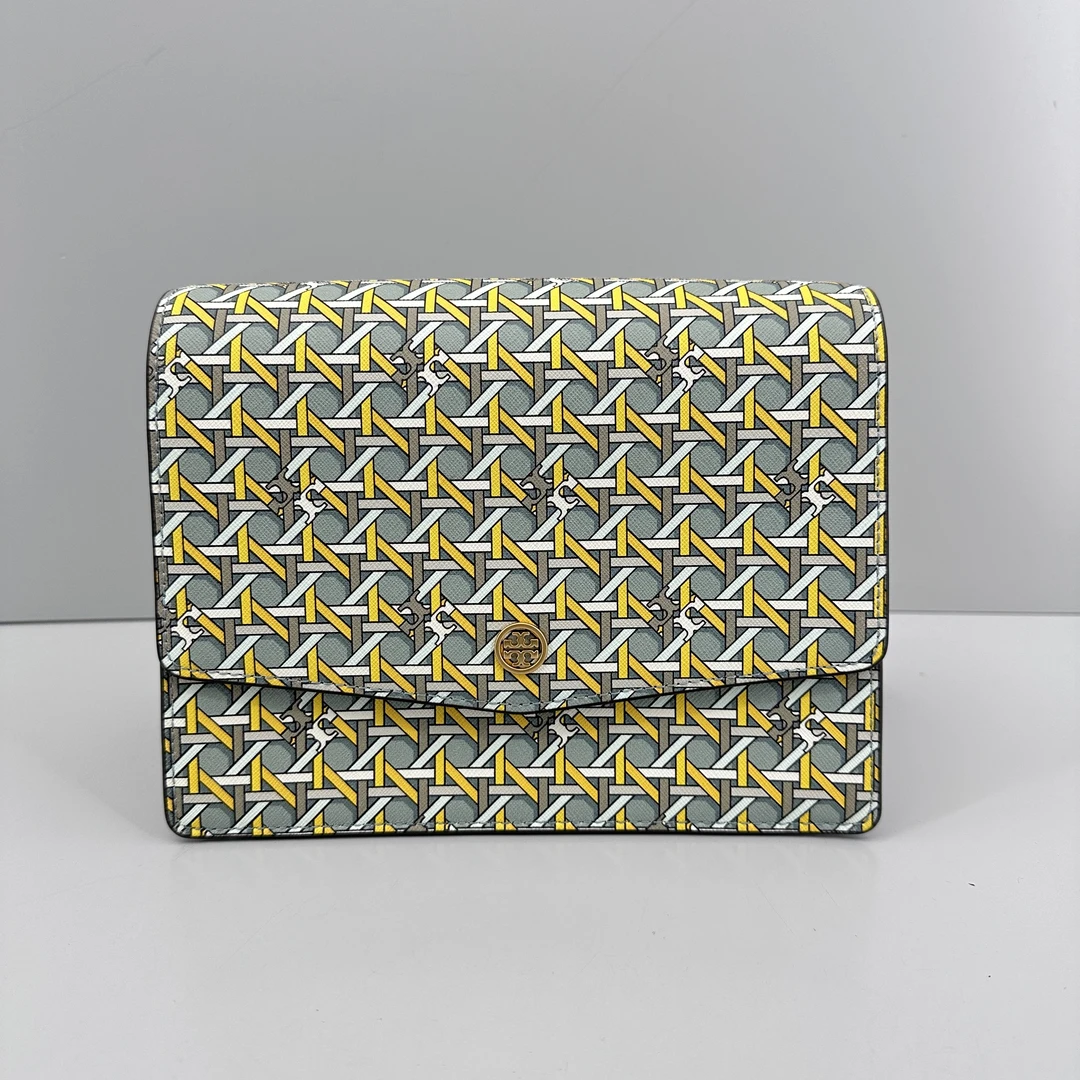 95新 TORY BURCH/汤丽柏琦 编织图案风琴链条包20x15x10cmM022107