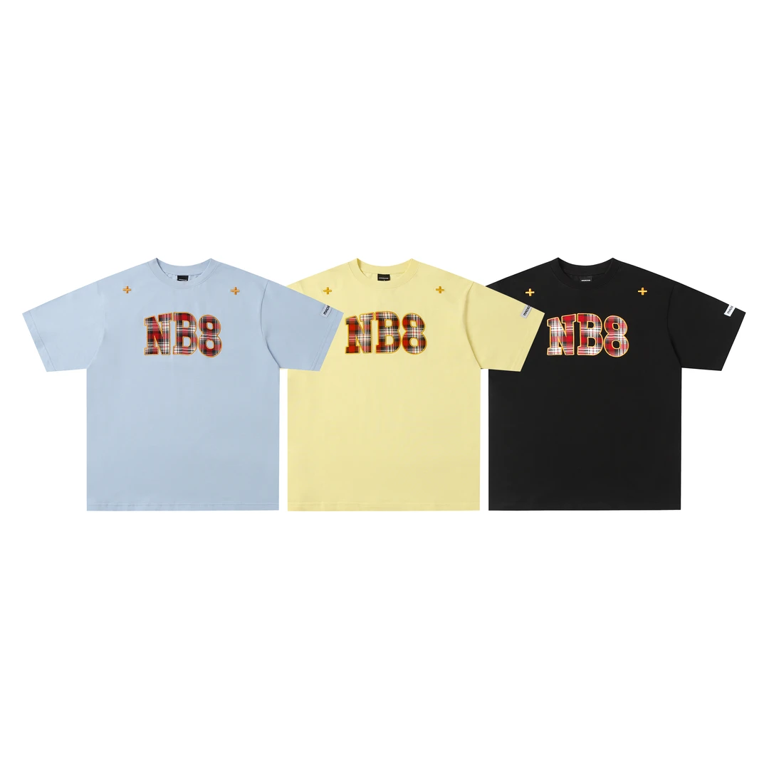 青少年刺绣字母短袖情侣夏季T恤个性美式刺绣宽松圆领