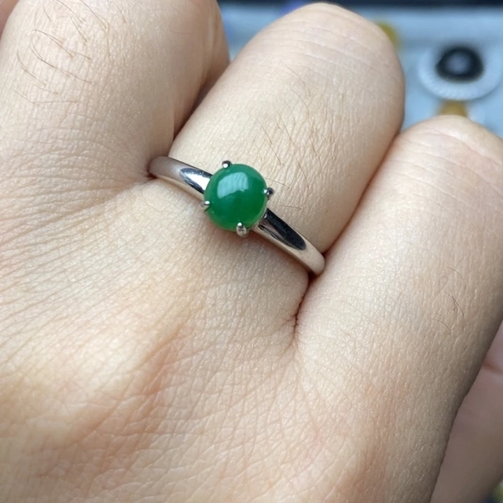 翡翠戒指银S925镶嵌戒指