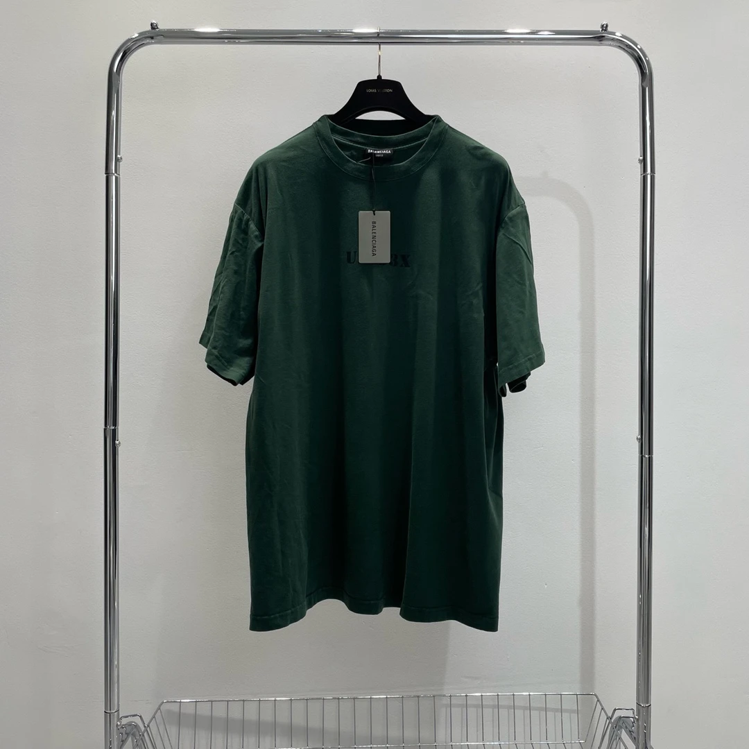 未使用 Balenciaga/巴黎世家 绿色logo短袖 yy00221 尺码s