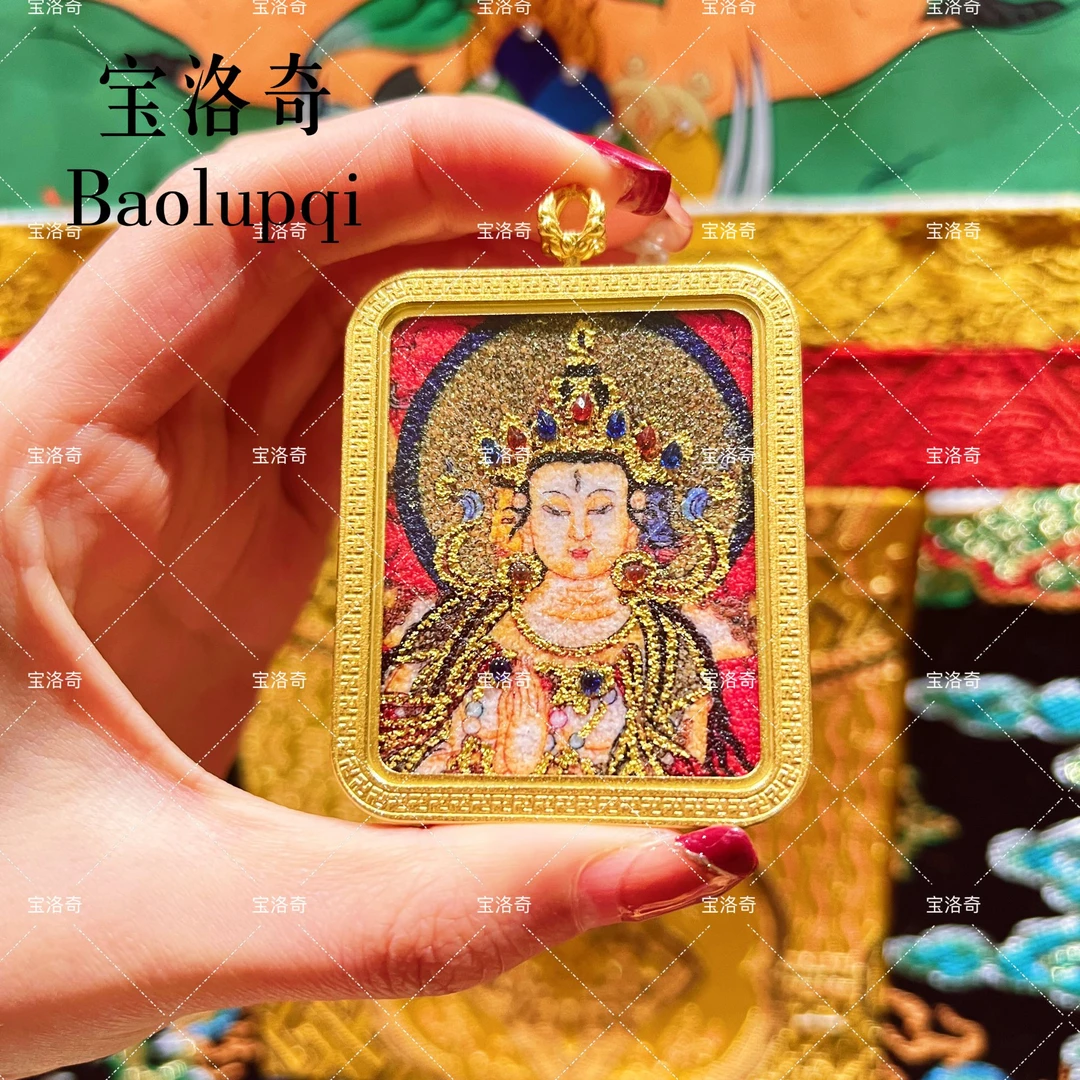 BLQTK-103 光明合十摩利支天手工砂双面唐卡