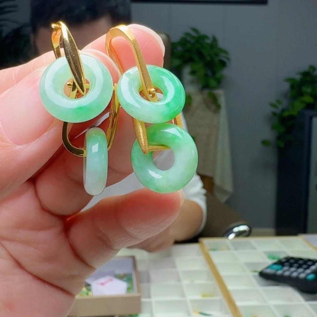 翡翠银S925镶嵌耳饰多样性发货其一