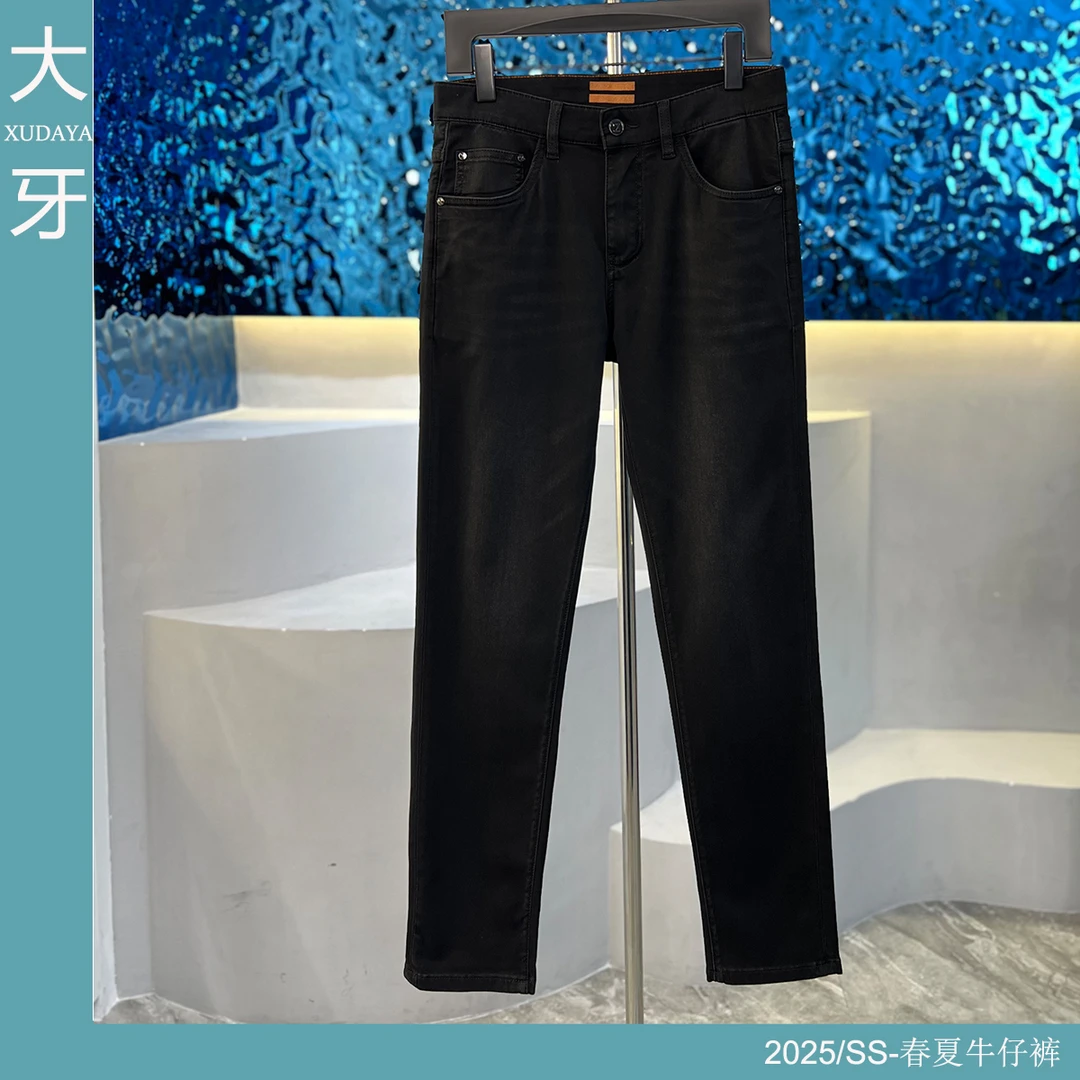 【大牙】927#深灰色牛仔裤男2025春夏男时尚百搭弹力修身小直筒