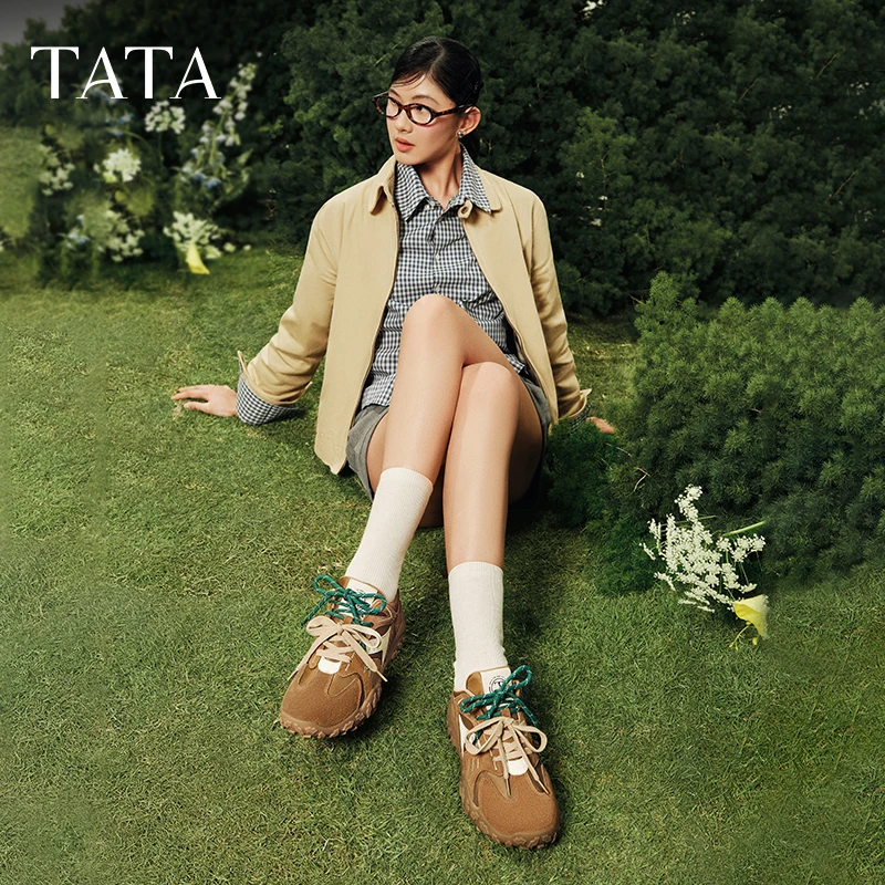 TATA他她可可豆复古运动鞋女透气休闲鞋德训鞋2025阿甘鞋GPD01CM5