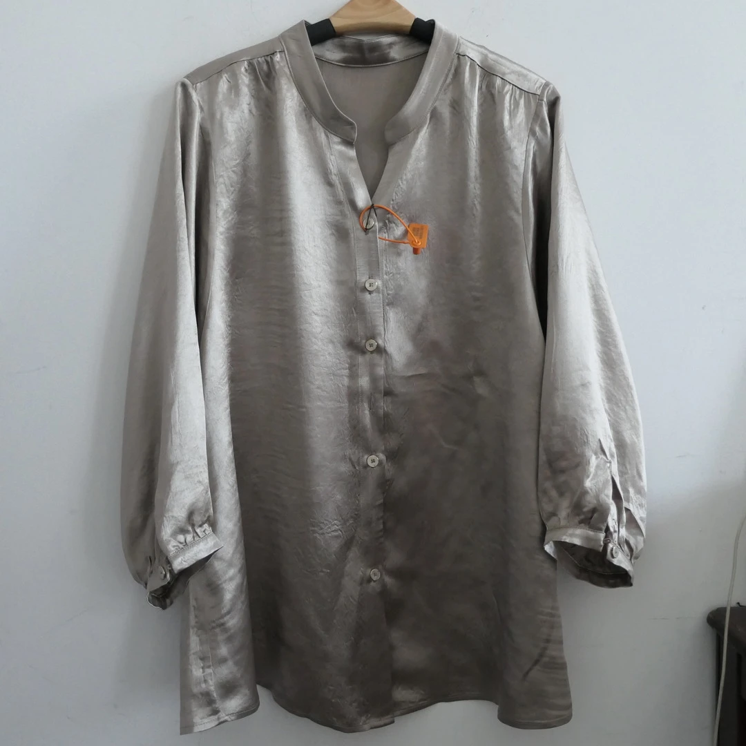 AB-1698醋酸提花V领衬衫