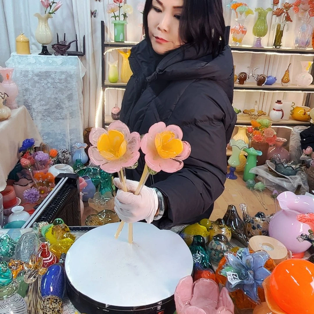 2朵荷花家悦美居琉璃工艺品