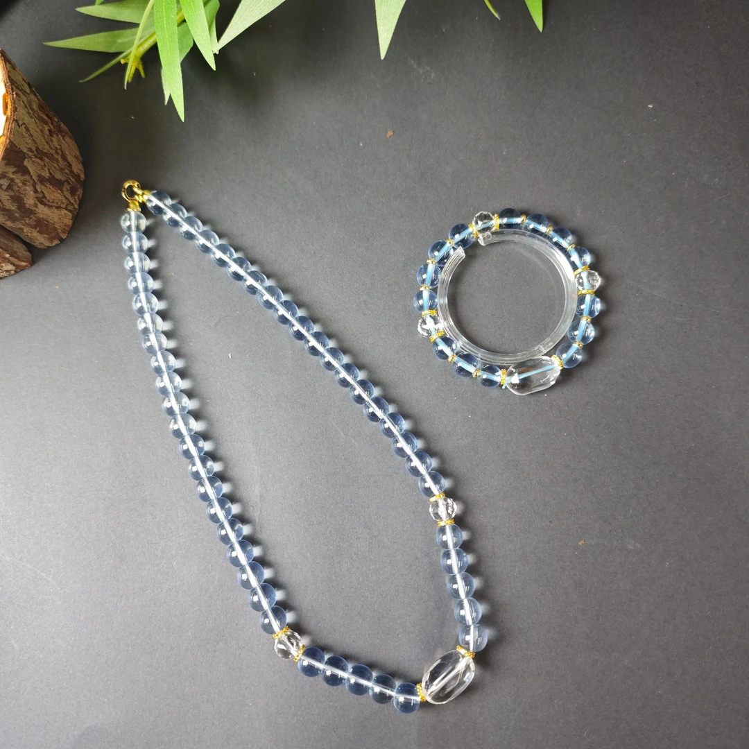 高定珠宝轻奢时尚款海蓝宝套装-x532+赠手链s1228